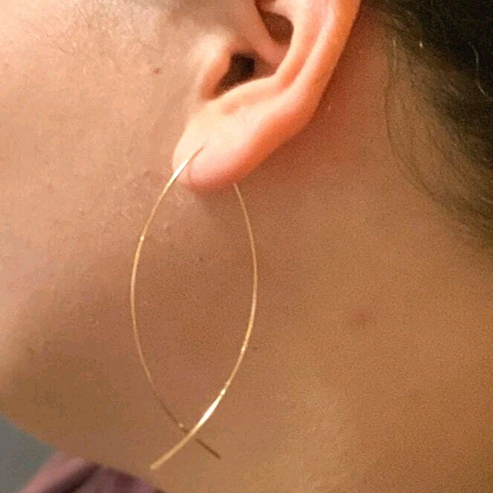 💖 2/$30 Minimalist dainty gold plated simple casual fish hoop earrings - Picture 11 of 12